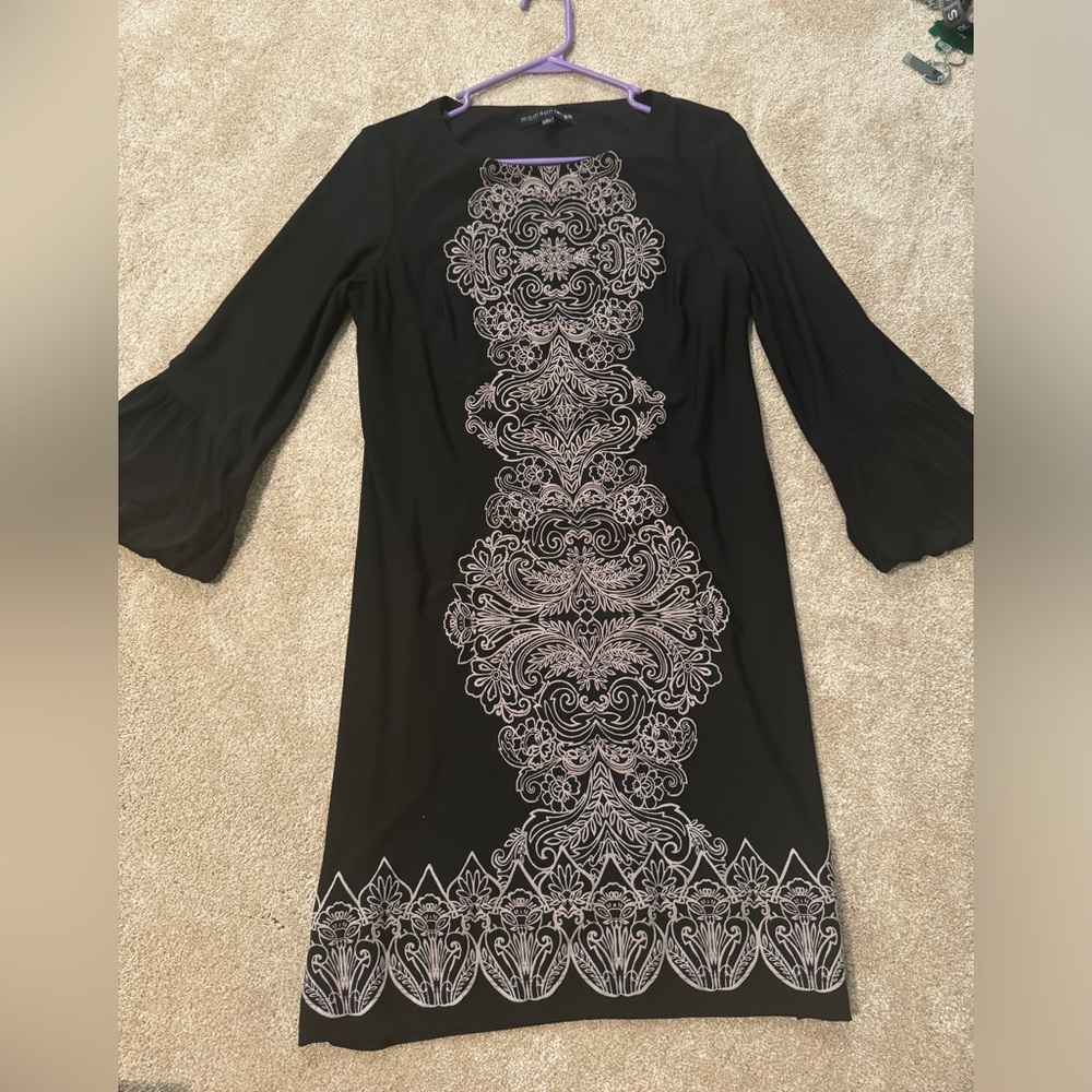 Black Dress (3/4 sleeve) with Design